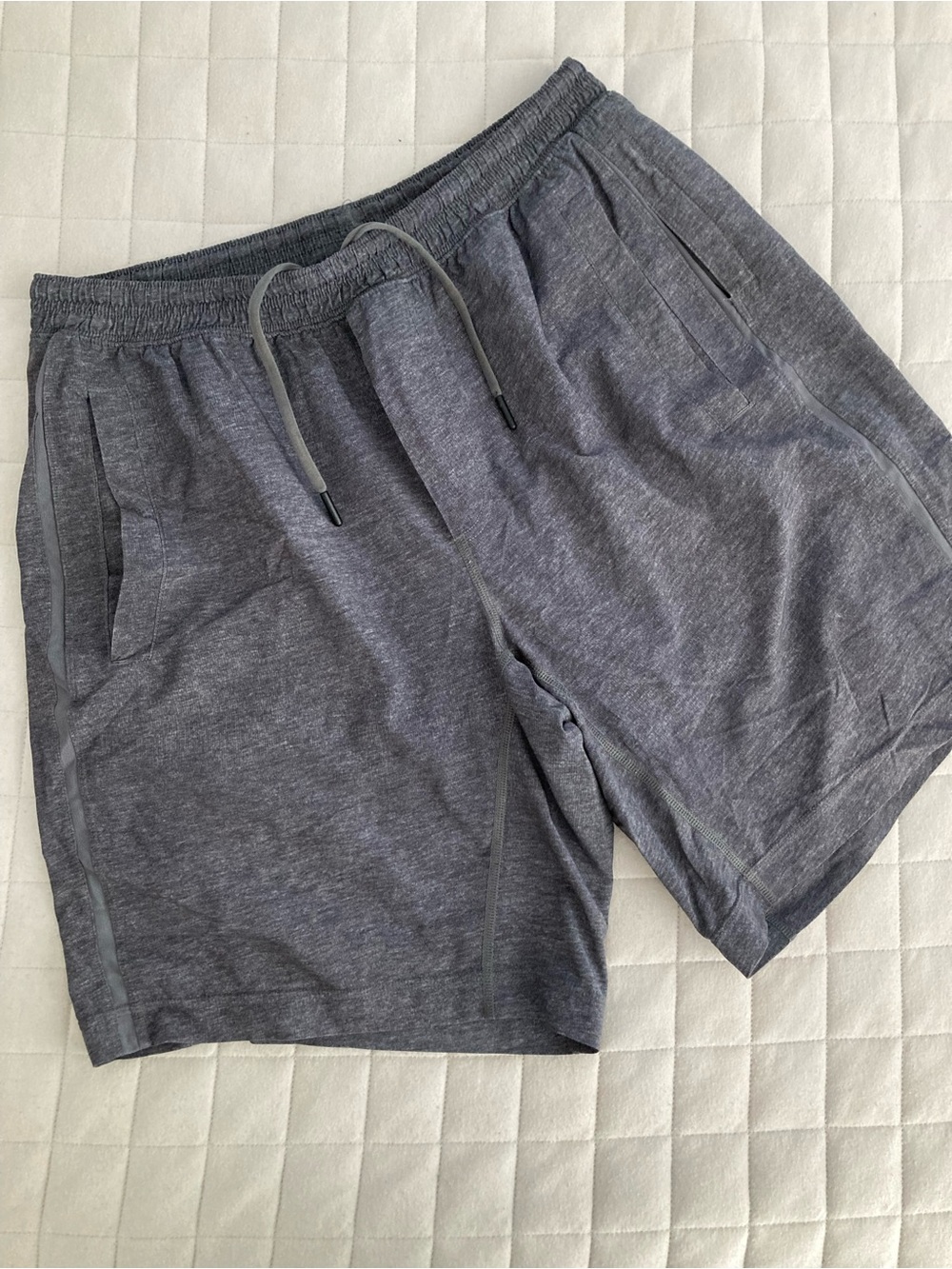 Men's Active Heather Gray Drawstring Shorts with Liner - 9” inseam